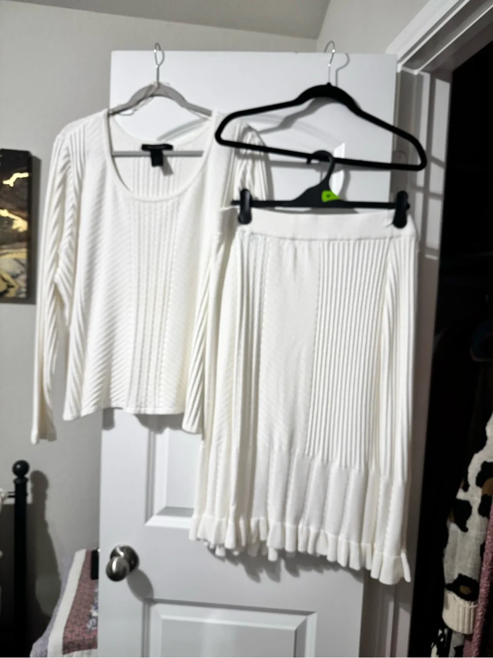 Ashley Stewart Cream Knit Pleated Midi Skirt